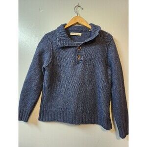 Tommy Bahama Mens Sweater Large Navy Cardigan Lambswool Blend Grandpa Top